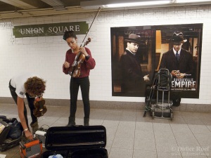 New York City. Subway station. Afro-american musicians